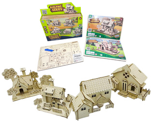 BUDYNKI DREWNIANE DO SKŁADANIA DIY 12SZT/ DISP K1272