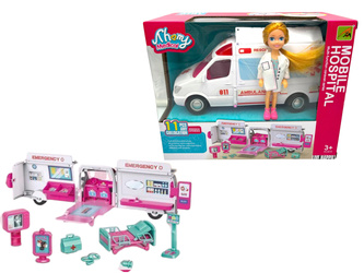 KARETKA Z LALKĄ- ZESTAW Z AKCESORIAMI K871