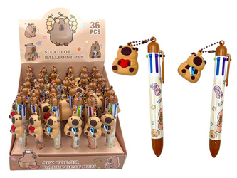 DŁUGOPIS 6 KOLORÓW KAPIBARA 36SZT/DISP K1137