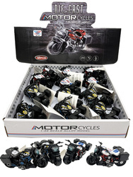 POLICYJNY MOTOCYKL METALOWY 12SZT/DISP K476